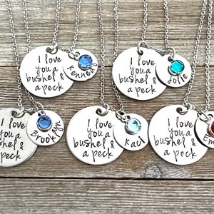I love you a bushel and a peck, Name Necklace, Initial Necklace, Birthstone necklace, Birthstone Jewelry, Gift for Mom, Gift for Daughter