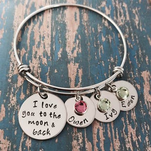 I Love You to the Moon & Back Personalized Circle and Swarovski Crystal ...