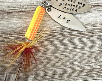 You are my greatest catch fishing lure, custom date, Valentine's fishing, boyfriend husband gift, personalized wedding, 10 year anniversary