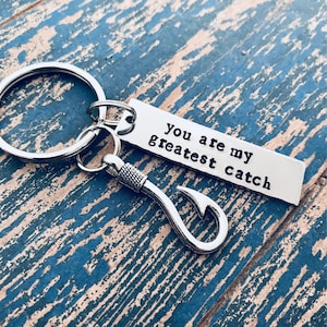 You are my greatest catch Keychain with Hook Charm, Boyfriend Gift, My Best Catch, READY TO SHIP, greatest catch key ring, fishing gift image 1