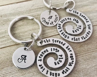 She Turned Her Cants Into Cans & Dreams Into Plans Swirl Key Ring Graduation Key chain Class of 2023 Graduate Keyring Gift