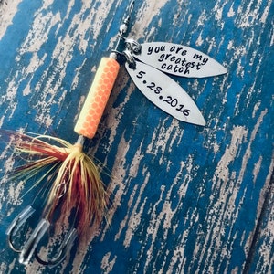 TODAY show feature You are my greatest catch Fishing Lure Hand Stamped - Anniversary - Engagement - Wedding - Boyfriend Gift - Engraved