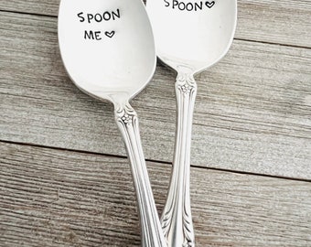 Let's Spoon or Spoon Me Vintage Silver Plated Teaspoon - Engraved - Valentine's Day - Boyfriend - Girlfriend - Gift - Wedding - Engagement