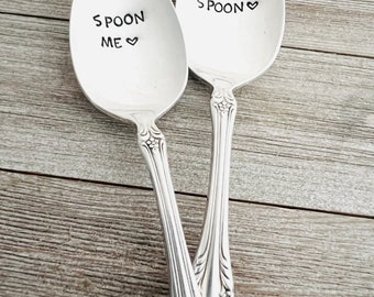 Let's Spoon or Spoon Me Vintage Silver Plated Teaspoon - Valentine's Day - Boyfriend - Girlfriend - Gift - Engagement - Anniversary