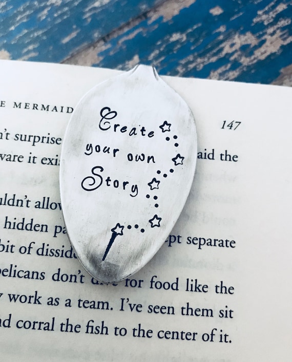 Create your own Story vintage silverplated spoon bookmark, book club gift, gift for reader