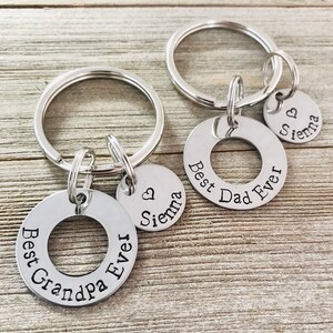 best Dad ever Washer Key Ring with disc for initials, date, or year - Keyring - Keychain - Father&#39;s Day - Daddy - Gift - Engraved