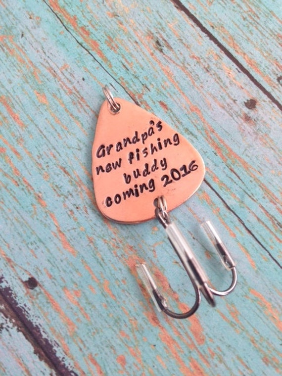 Daddy's New Fishing Buddy Fishing Lure Hand Stamped With Date, Engraved Lure,  Baby Announcement, Fishing Baby Gift, Baby Gift 