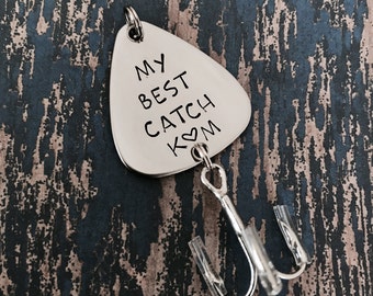 My Best Catch Fishing Lure Hand Stamped with name and initials or date option, Hooked on you, Greatest Catch, custom lure, personalized lure