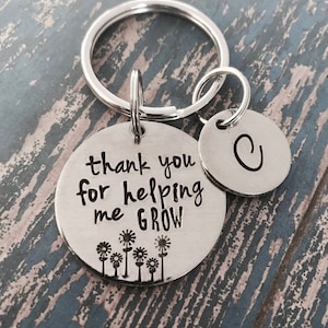 Thank you for helping me grow Key Ring - Teacher Appreciation - Teacher Gift - Keychain - Thank you gift - Appreciation gift -