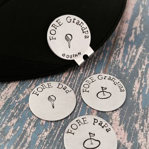 FORE Dad Golf Ball Marker and Hat Clip - Personalized - Magnetic - Father&#39;s Day - Gift for Dad - Christmas gift - Golfing Gift- Grandpa Papa