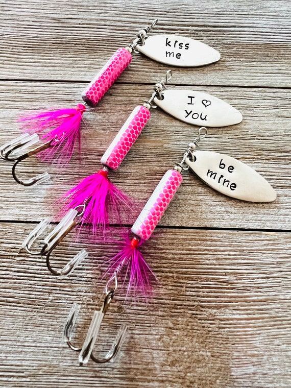 Fishing Lure Conversation Hearts SET OF 3 Valentine's Day