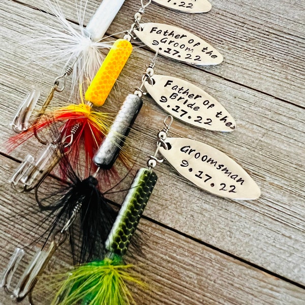 TODAY show feature Best Man Groomsman Fishing Lure Hand Stamped with Date Option - Engraved - Wedding - Best Man Gift - Groomsman Gift