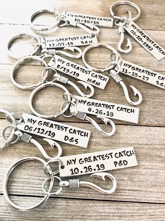 My Greatest Catch Custom Key Ring With Hook Charm Personalized Keychain  Best Catch Hooked on You Fish Fishing Lure Custom 