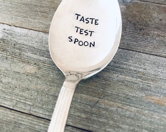 Taste Test Spoon Vintage Silver plated Spoon, engraved spoon, cooking gift, hostess gift, baking gift, housewarming gift, baking gift