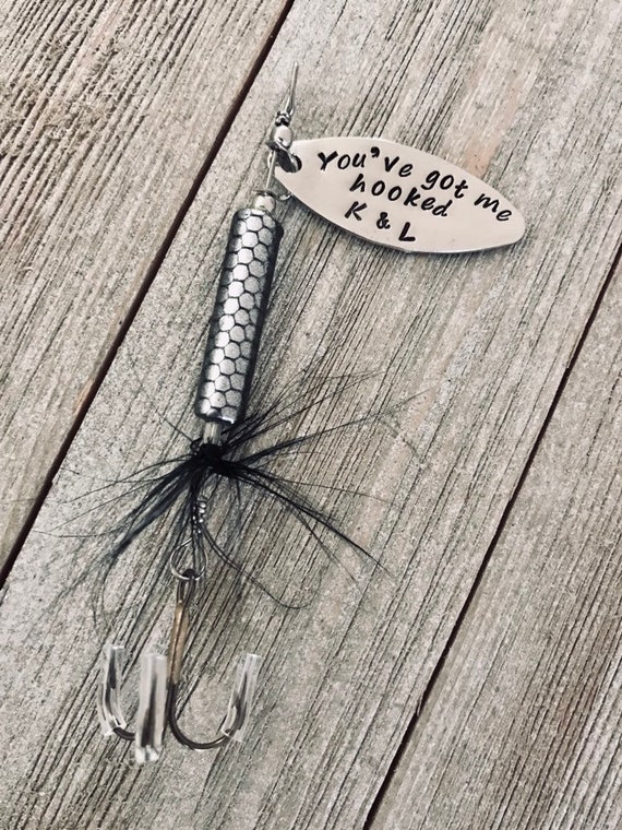 TODAY Show Feature You've Got Me Hooked Fishing Lure Hand Stamped With  Initial Option Boyfriend Gift Engagement Wedding Valentine's 