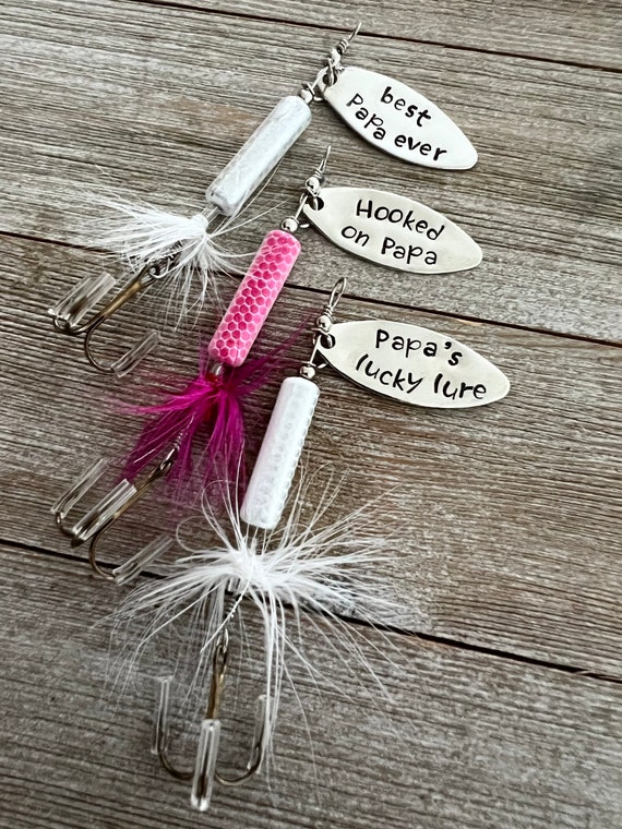 Fathers Day Fishing Lures Set of 3 Hooked on Dad Grandpa Papa Best