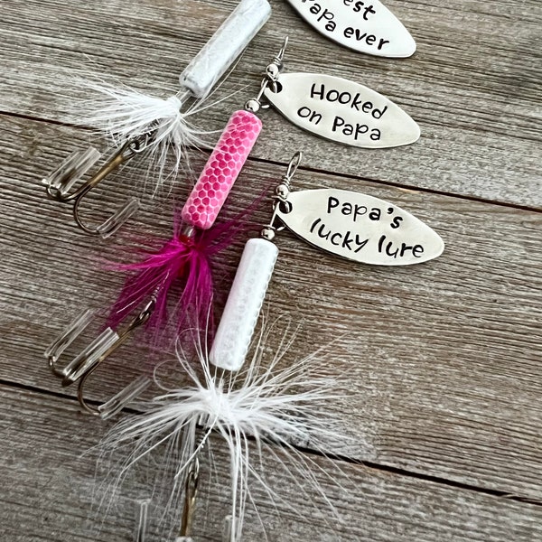 Father’s Day fishing lures Set of 3  - hooked on Dad Grandpa Papa - best Dad Papa Grandpa ever - lucky lure - Sale - Dad gift