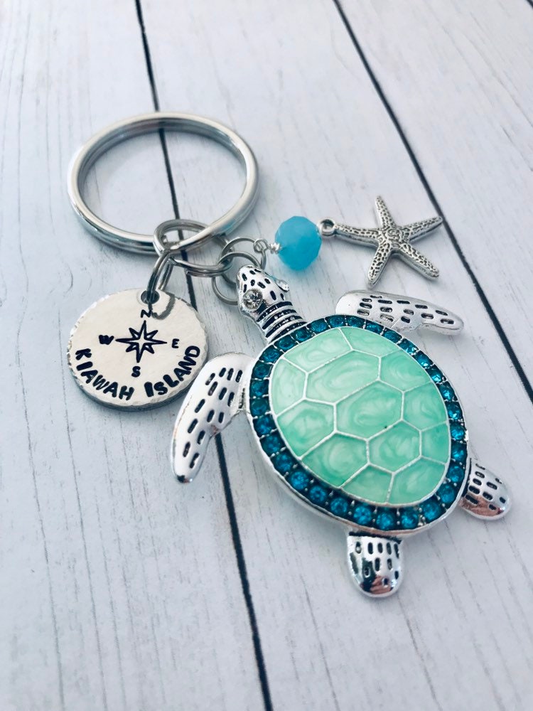 Turtle Keychain for Men and Women- Sea Turtle Key Fob, Gift for