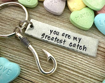 Llavero de la mejor captura, dije de anzuelo, regalo de pesca para novio, llavero personalizado, pesca para San Valentín
