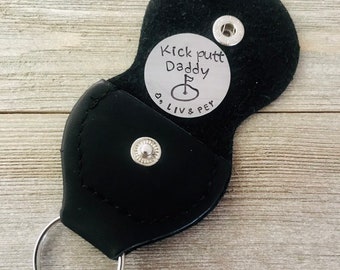 Father's Day - kick putt Dad - Aluminum Golf Ball Marker - Black Case - hat clip - gift for Dad - golf gift - golfing gift