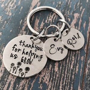Thank you for helping me grow personalized key ring, teacher present, teacher appreciation gift keychain