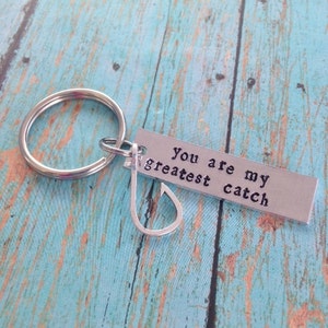 You are my greatest catch Keychain with Hook Charm, Boyfriend Gift, My Best Catch, READY TO SHIP, greatest catch key ring, fishing gift image 2