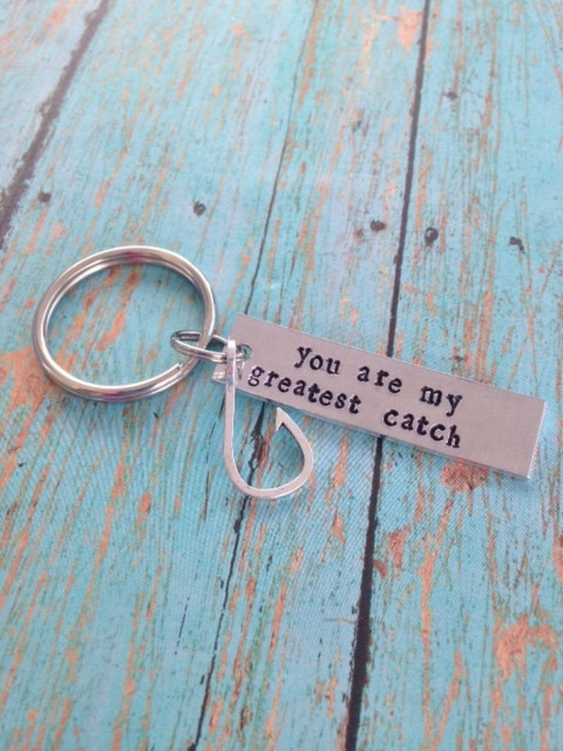 You are my greatest catch Keychain with Hook Charm, Boyfriend Gift, My Best Catch, READY TO SHIP, greatest catch key ring, fishing gift image 2