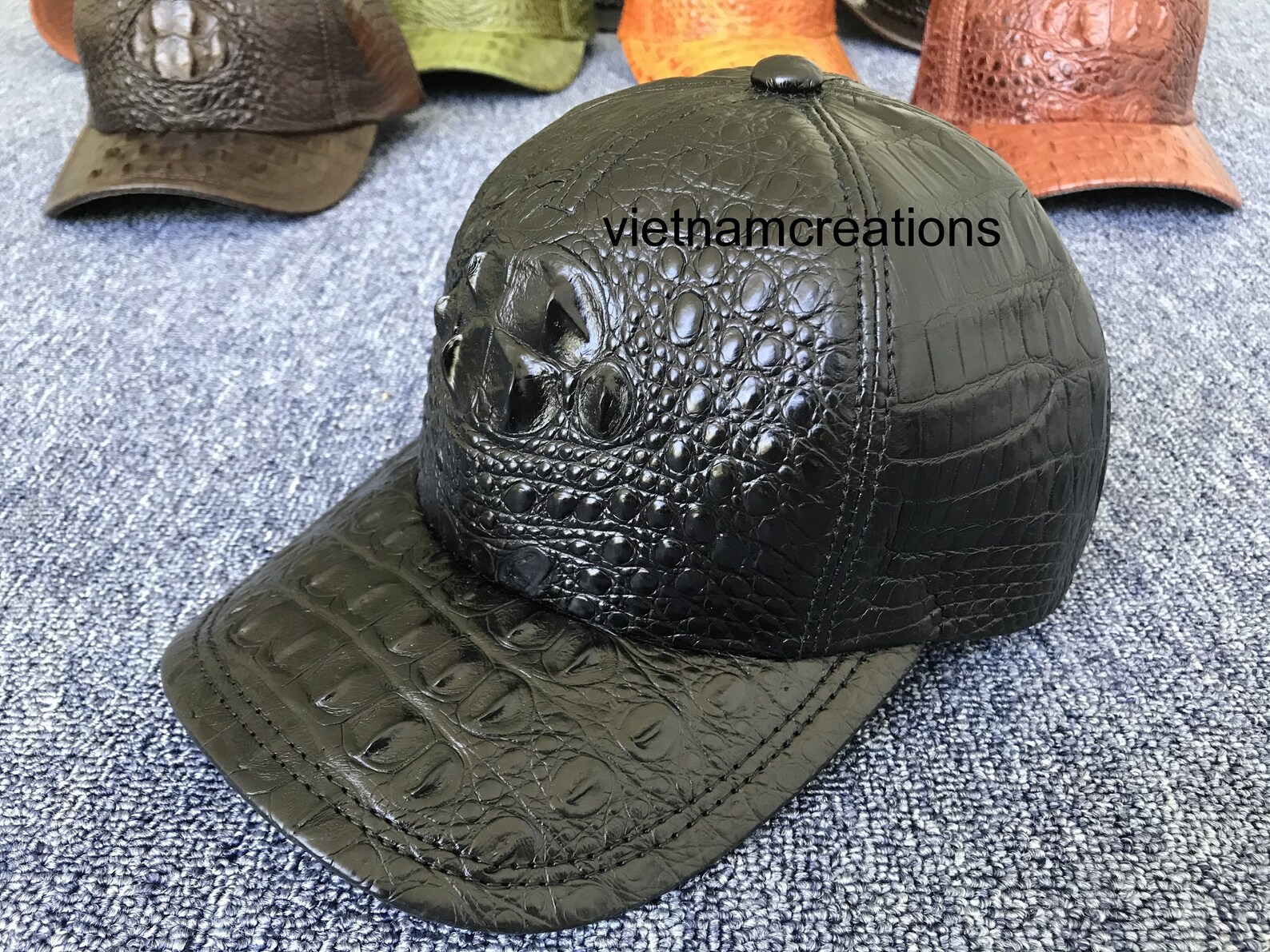 BLACK Alligator Men Hat Cap Handmade Alligator Cap | Etsy