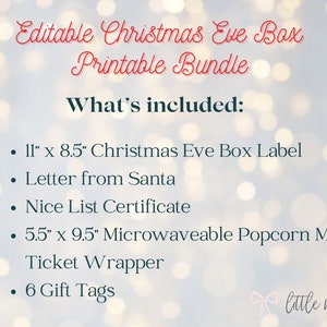 Editable Christmas Eve Box Printable Bundle - Etsy