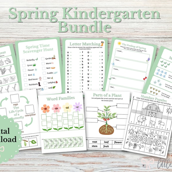 Printable Spring Kindergarten Activities Bundle