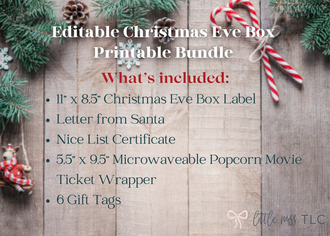 Editable Christmas Eve Box Printable Bundle - Etsy