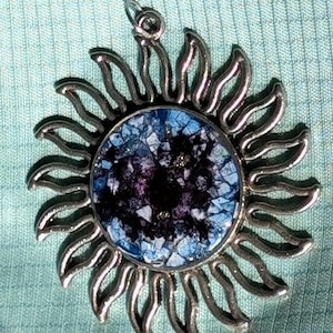 Eggshell Art Pendant: "Aluminum Blue" Multi-Color Resin Jewelry