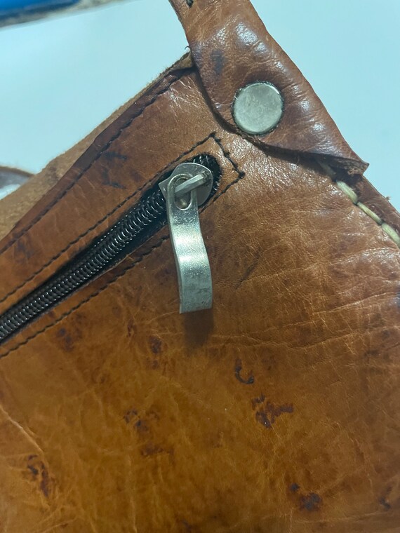 Vintage Brown Leather Saddle Crossbody Bag Gem