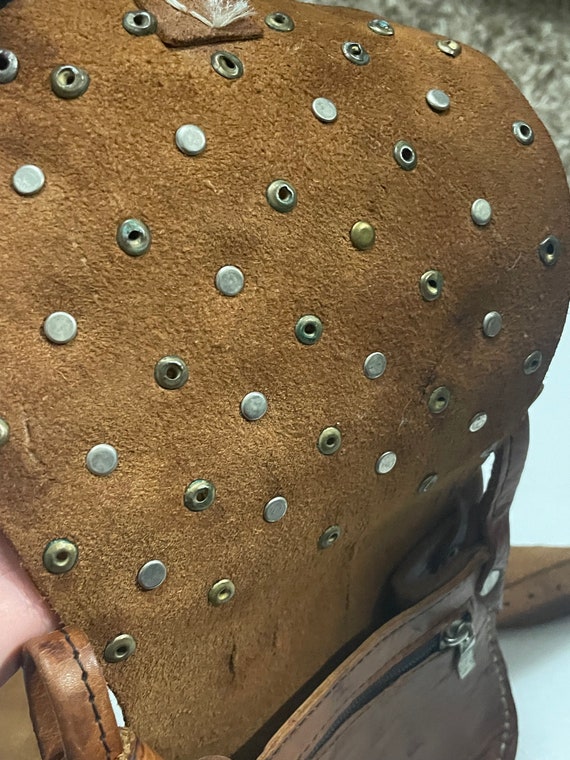 Vintage Brown Leather Saddle Crossbody Bag Gem