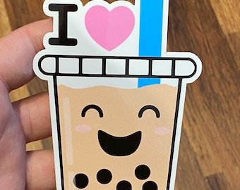 I Love Boba 2 PACK Boba Tea Drink Taiwan Taiwanese Meme Sticker Decal