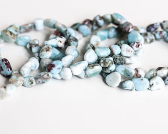 Genuine Larimar Gemstone Bracelet - Elastic Bracelet - Blue Gemstone - Spiritual Healing - Chakra Gemstone - Bracelet for Mom