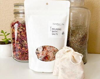 Relaxing Bath Salts - Drop in Bath Salts - Organic Skincare - Peaceful Relaxed Serene End of Day - Reusable Refillable - Self Care Gift