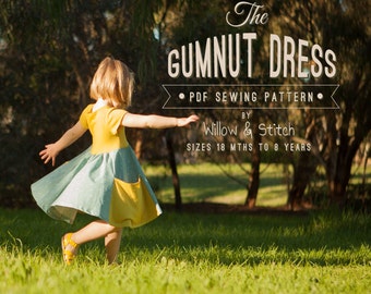 Gumnut Dress - Girls dress PDF sewing pattern - Circle Skirt Twirling Play Dress - Instant Download - Sizes 18m - 8 years