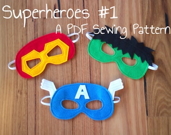 Ironman, Hulk and Captain America Felt Superhero Mask PDF Sewing Patterns and BONUS Printables