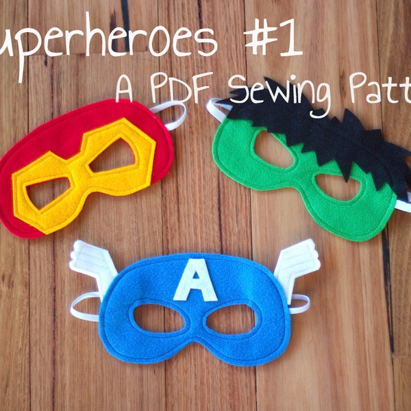 Ironman, Hulk and Captain America Felt Superhero Mask PDF Sewing Patterns and BONUS Printables