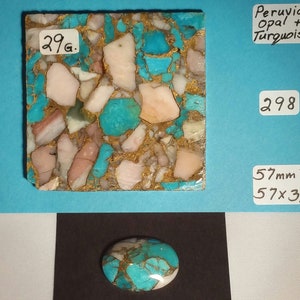 Peruvian Opal, Kingman Turquoise, Opal and Turquoise Slab For Cabochons, Jewelry Making, Lapidary Slab