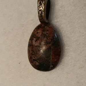 Brecciated Jasper Pendant, Hand Made, Ornate Antique Bail, Made In USA, Teardrop Pendant, Perfect Gift