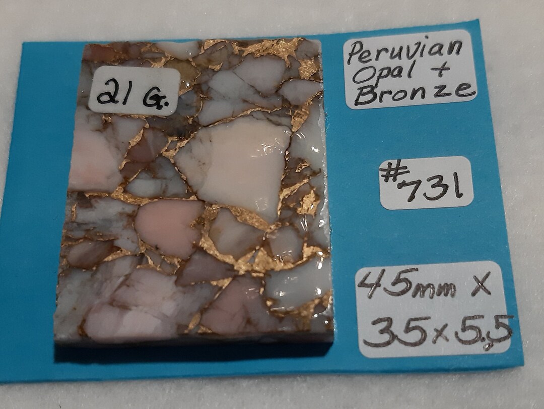 Matriz de ópalo peruano y bronce, losa de ópalo peruano para cabujones ...