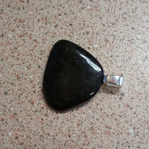Black Basalt Pendant, Hand Made, Silver Bail, Made In USA, Teardrop Pendant, Perfect Gift