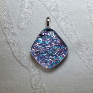Dichroic Glass Pendant, Hand Made, Black Base, Silver Bail, Made In USA, Diamond Shaped Pendant, Perfect Gift