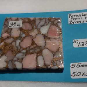 Peruvian Opal and Bronze Matrix, Peruvian Opal Slab For Cabochons, Jewelry Making, Cabochon Making,  Lapidary Slab