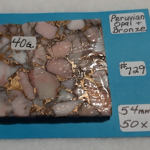 Peruvian Opal and Bronze Matrix, Peruvian Opal Slab For Cabochons, Jewelry Making, Cabochon Making,  Lapidary Slab