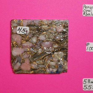 Peruvian Opal & Abalone, Peruvian Opal and Abalone Slab For Cabochons, Jewelry Making, Lapidary Slab, Rough Slabs