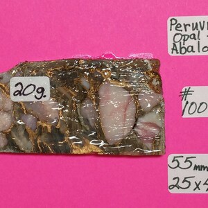 Peruvian Opal & Abalone, Peruvian Opal and Abalone Slab For Cabochons, Jewelry Making, Lapidary Slab, Rough Slabs