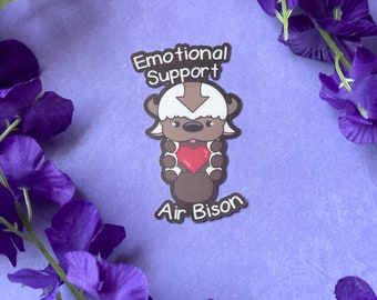 Emotional Support Air Bison- Laminated Sticker- Anime - Fanart- ATLA -